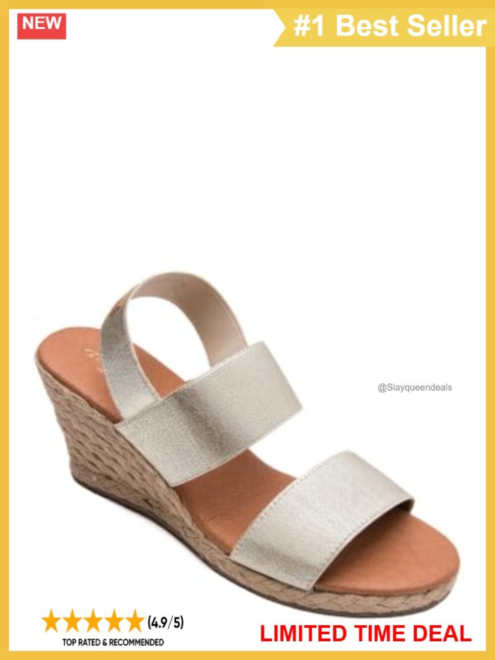 Wedge Sandal Multi-Strap Elastic Espadrille Slingback Heel 3-Inch